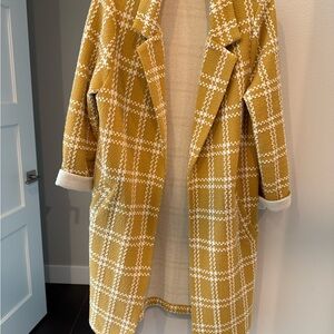 MELLODAY Mustard Plaid Coatigan